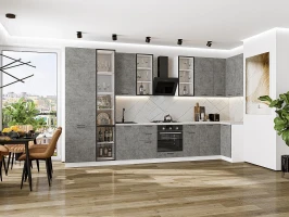 Кухонный гарнитур Флэт-05 Temple Stone 2S-Белый