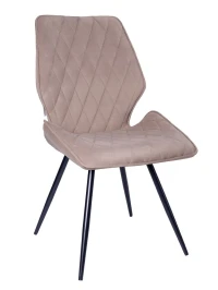 DC231 Стул мягкий поворотный 180, СЕРО-БЕЖЕВЫЙ#M420-05 велюр, каркас металл, черный КРУГЛЫЙ