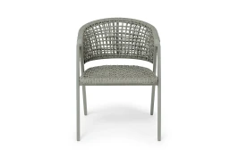 "Амстердам" стул плетеный из роупа, каркас алюминий, роуп серый круглый