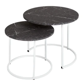 Стол журнальный МеталлАрт М001 черный мрамор/белый