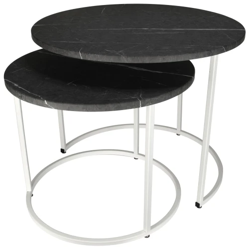 Стол журнальный МеталлАрт М001 черный мрамор/белый