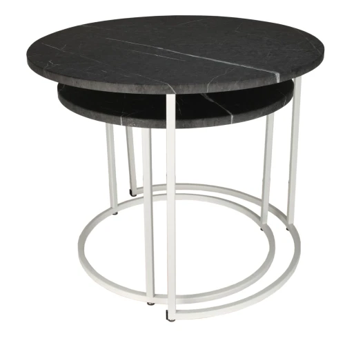 Стол журнальный МеталлАрт М001 черный мрамор/белый