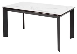 Стол CREMONA 140 HIGH GLOSS STATUARIO Белый мрамор глянцевый, керамика/ черный каркас, ®DISAUR