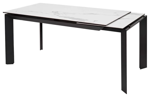 Стол CREMONA 140 HIGH GLOSS STATUARIO Белый мрамор глянцевый, керамика/ черный каркас, ®DISAUR