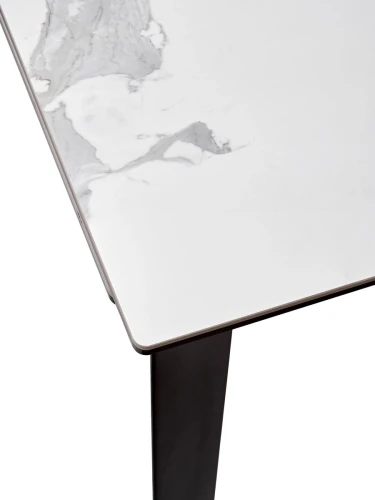 Стол CREMONA 140 HIGH GLOSS STATUARIO Белый мрамор глянцевый, керамика/ черный каркас, ®DISAUR
