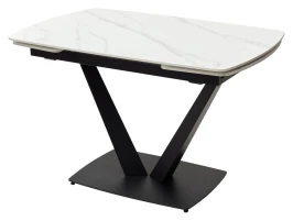 Стол ALATRI 120 MATT WHITE MARBLE SOLID CERAMIC / BLACK, ®DISAUR Стол ALATRI 120 MATT WHITE MARBLE SOLID CERAMIC / BLACK, ®DISAUR