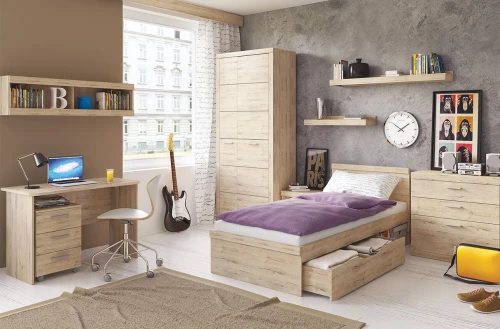 Кровать 90, OSKAR , цвет дуб Санремо