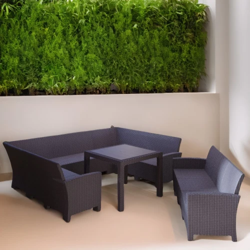 Комплект садовой мебели под ротанг Калифорния “California“с П- образный диваном 136х264х136 см 6 мест, 3х местным диваном , без подушек со столом 95х95см