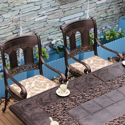 Обеденный комплект из литого алюминия Сандаловое дерево(210х110)