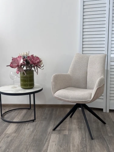 Стул PONTUS 360 град. поворот. KN01-05 Бежевый/ BZ1046-11 Бежевый/ Черный, ®DISAUR