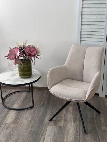 Стул PONTUS 360 град. поворот. KN01-05 Бежевый/ BZ1046-11 Бежевый/ Черный, ®DISAUR