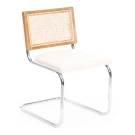 Стул MANI дерево вяз, ротанг/ткань лен, металлический каркас, Груша (№3), 46х46х78 см (Комплект из 4 шт.)