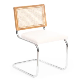 Стул MANI дерево вяз, ротанг/ткань лен, металлический каркас, Груша (№3), 46х46х78 см (Комплект из 4 шт.)