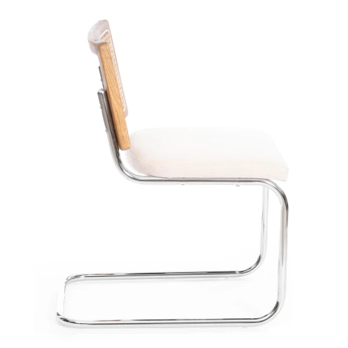 Стул MANI дерево вяз, ротанг/ткань лен, металлический каркас, Груша (№3), 46х46х78 см (Комплект из 4 шт.)