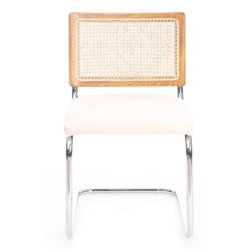 Стул MANI дерево вяз, ротанг/ткань лен, металлический каркас, Груша (№3), 46х46х78 см (Комплект из 4 шт.)