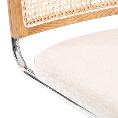 Стул MANI дерево вяз, ротанг/ткань лен, металлический каркас, Груша (№3), 46х46х78 см (Комплект из 4 шт.)