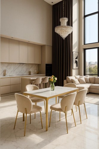 Стол обеденный Камео DT-3001, 140х80х76 см, белый мрамор (Статуарио)