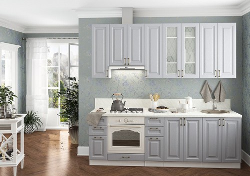 Модульная кухня Ницца 2400 Дуб серый МДФ ПВХ прямая