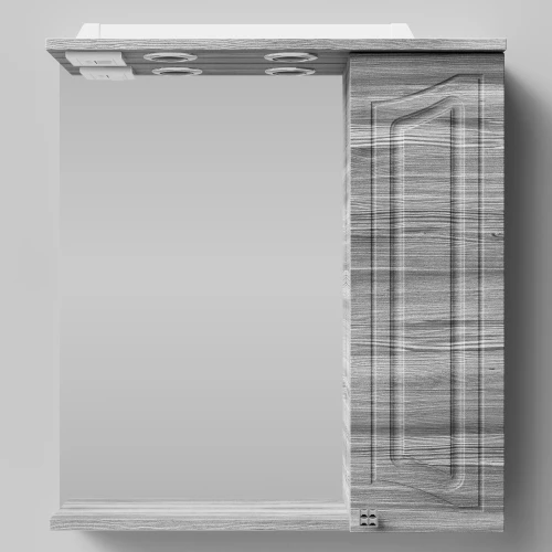 Зеркало Адам 65, Лиственница структурная контрастно-серая ПВХ 64202, правая