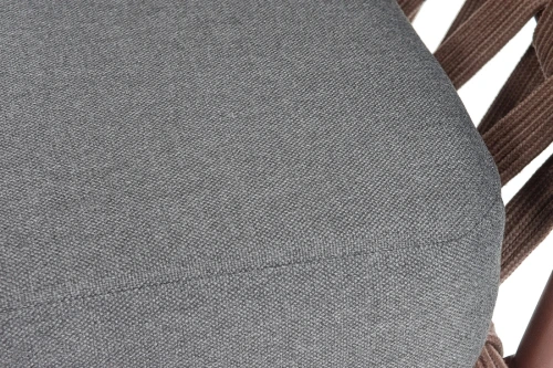 "Диего" кресло плетеное из роупа, каркас алюминий коричневый (RAL8016) муар, роуп коричневый круглый, ткань темно-серая 027