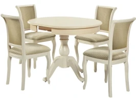 Обеденная группа (Стол Фабрицио-1 и 4 стула Кабриоль), слоновая кость