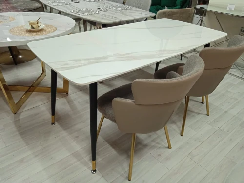 Стол обеденный Рио DT-2849.1, 140х80х75 см, белый мрамор