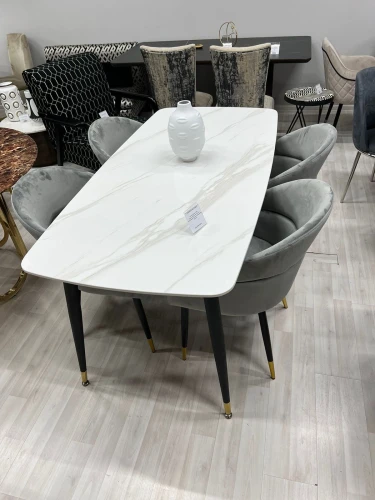 Стол обеденный Рио DT-2849.1, 140х80х75 см, белый мрамор