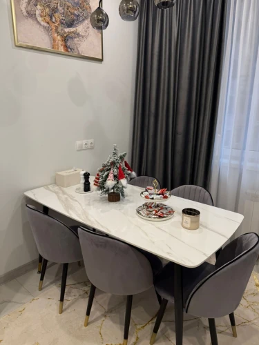 Стол обеденный Рио DT-2849.1, 140х80х75 см, белый мрамор