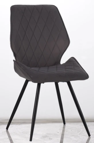 DC230 Стул мягкий, СЕРЫЙ#M420-16 велюр, каркас металл, черный КРУГЛЫЙ