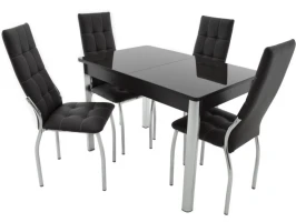 Обеденная группа (Стол Гамбург стекло и 4 стула Чинзано), коричневый