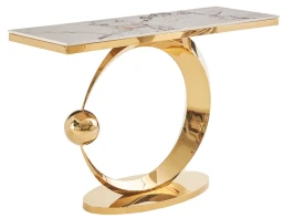 Стол-консоль Дрим IST-800,120х40х78 см, белый нефрит/золотой