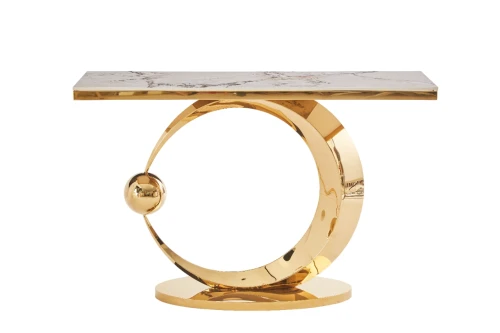 Стол-консоль Дрим IST-800,120х40х78 см, белый нефрит/золотой