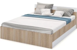 Кровать «Алёна» 160x200 с основанием, Дуб сонома/Белый