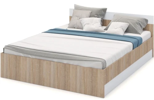 Кровать «Алёна» 160x200 с основанием, Дуб сонома/Белый