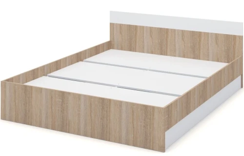 Кровать «Алёна» 160x200 с основанием, Дуб сонома/Белый