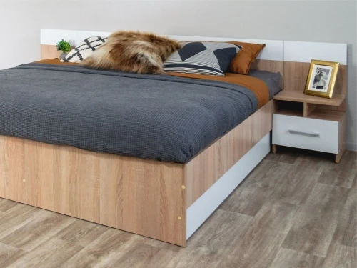 Кровать «Алёна» 160x200 с основанием, Дуб сонома/Белый