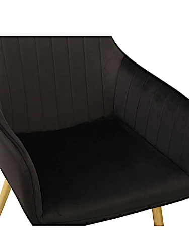 DC836 Стул мягкий с подлокотниками, ЧЕРНЫЙ#G62-50 велюр, каркас металл золото