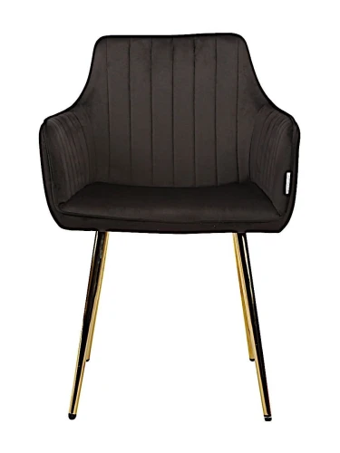 DC836 Стул мягкий с подлокотниками, ЧЕРНЫЙ#G62-50 велюр, каркас металл золото