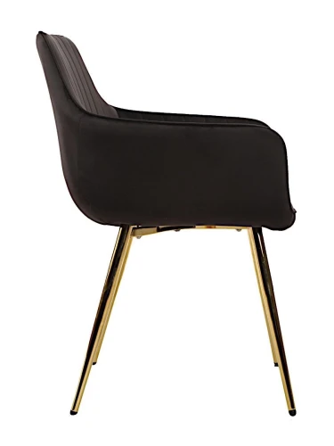 DC836 Стул мягкий с подлокотниками, ЧЕРНЫЙ#G62-50 велюр, каркас металл золото