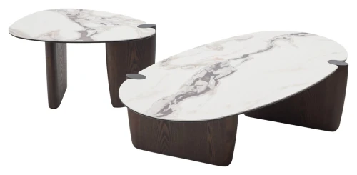 Стол кофейный ARN FENDI WHITE керамика на стекле/массив/ МДФ, облицованный дубовым шпоном ®DISAUR