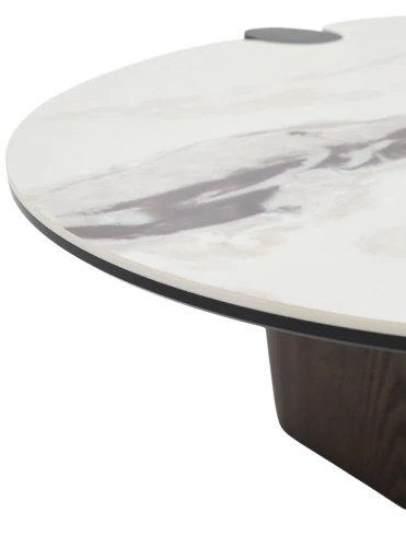 Стол кофейный ARN FENDI WHITE керамика на стекле/массив/ МДФ, облицованный дубовым шпоном ®DISAUR