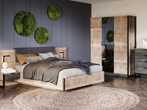 Спальня «Стокгольм» 3дв шк, Дуб гранж песочный/железный камень