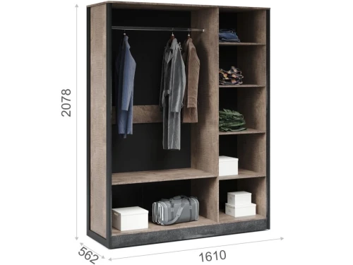 Спальня «Стокгольм» 3дв шк, Дуб гранж песочный/железный камень