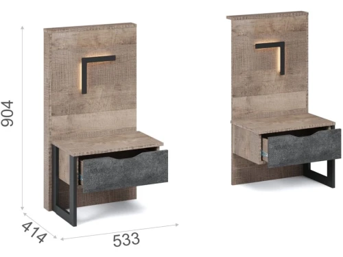 Спальня «Стокгольм» 3дв шк, Дуб гранж песочный/железный камень