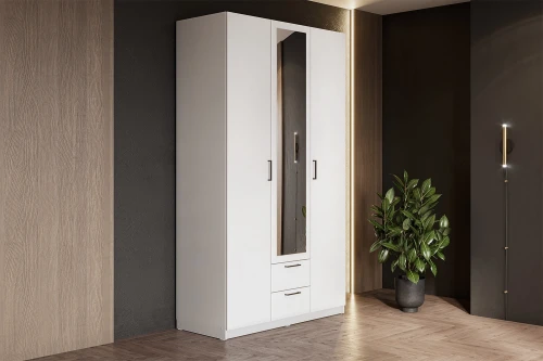 Шкаф трехстворчатый Бали, Белый шагрень