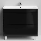 Тумба Адель 90 напольный, черный глянец Vodok с раковиной в комплекте Тумба Адель 90 напольный, черный глянец Vodok с раковиной в комплекте