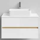 Тумба Аурум 90, базовая Белая эмаль, матовая, 2 ящика, подвесной Vodok с раковиной в комплекте