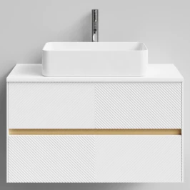 Тумба Аурум 90, базовая Белая эмаль, матовая, 2 ящика, подвесной Vodok с раковиной в комплекте