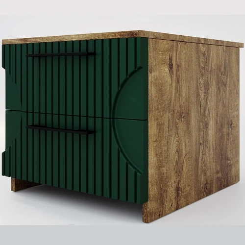 Тумба «Монтале» 2Я КМК 0966.19, дуб канзас/зеленый матовый