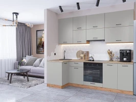Кухонный гарнитур Флэт-04 Light Grey In 2S Дуб Вотан